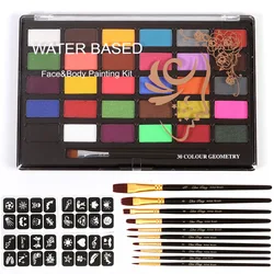 Makeup Dress Beauty Palette with Brush Kit Christmas Face Body Painting 30 Color Kids Flash Tattoo Painting Art Halloween Party
