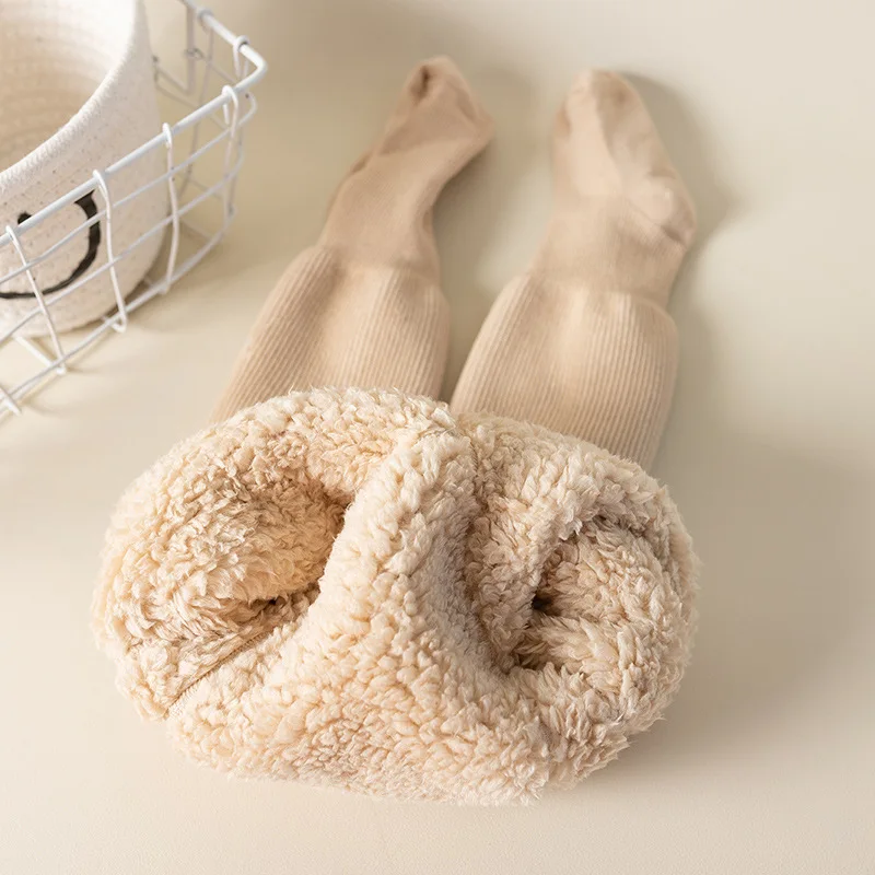 5 Colors Winter Children Fine Vertical Cloud Fleece Leggings Baby Wear Fleece Thick Warm Lamb Baby Fleece Pants Leggings