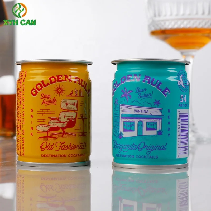 Manufacturers Custom Printing Best price 100ml  Mini Cocktails Tin Can Tinplate Cans for Whiskey Wine