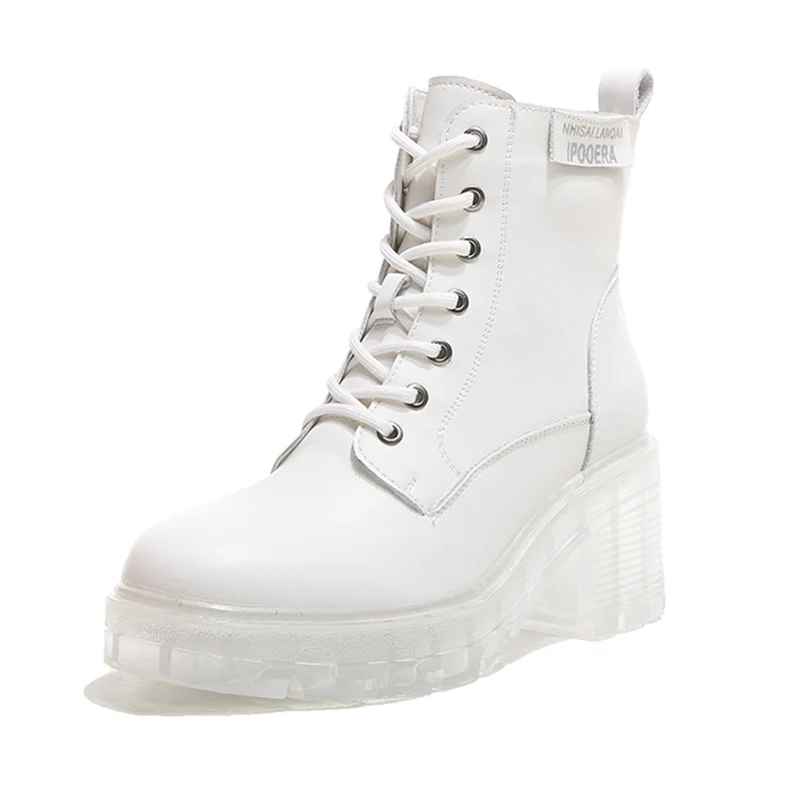 World- Win 2020 New styles transparent outsole thick heel Knight boots leather martins boot custom women boots