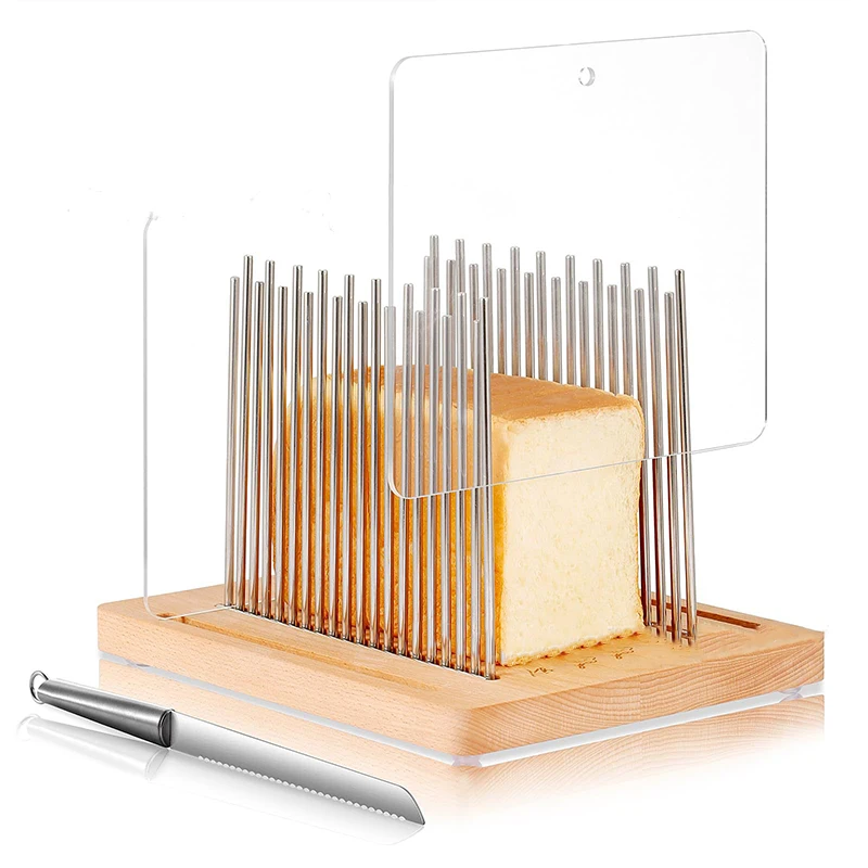 Directly Supplied by Manufacturers Wooden Bamboo Bread Slicer and Cutting Board Home Use Bread Divider Board