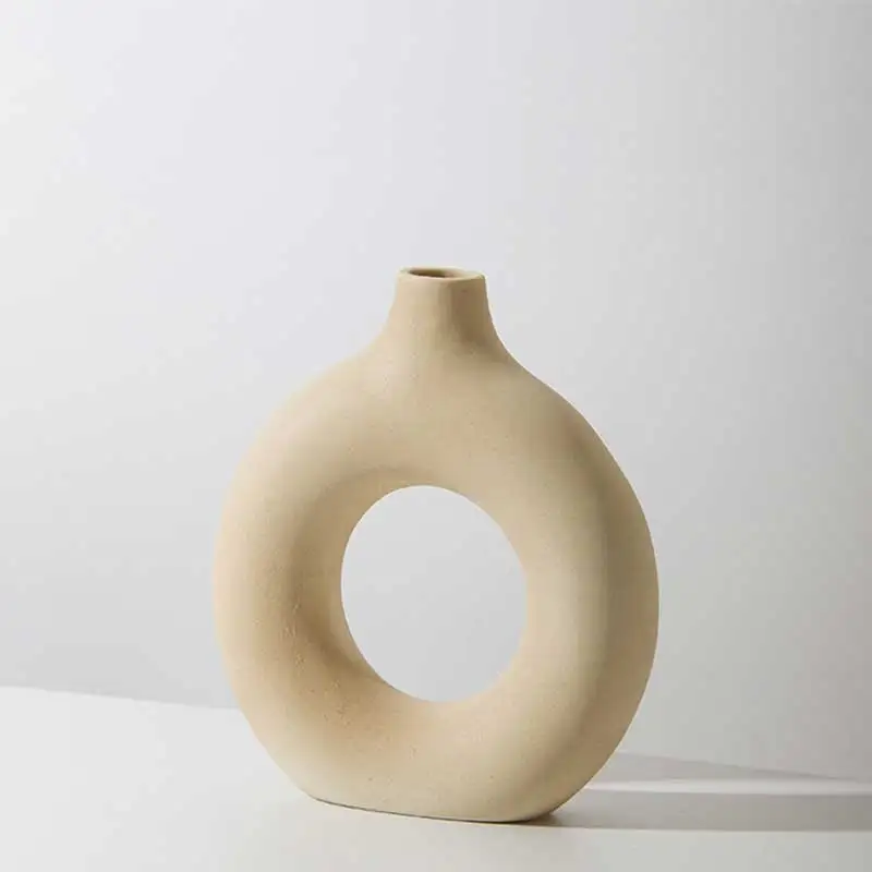 Cheap Nordic Modern Clear Vintage Luxury Porcelain Flowers Bud White Decor Flower Vases Donut Ceramic Vase For Home Decoration