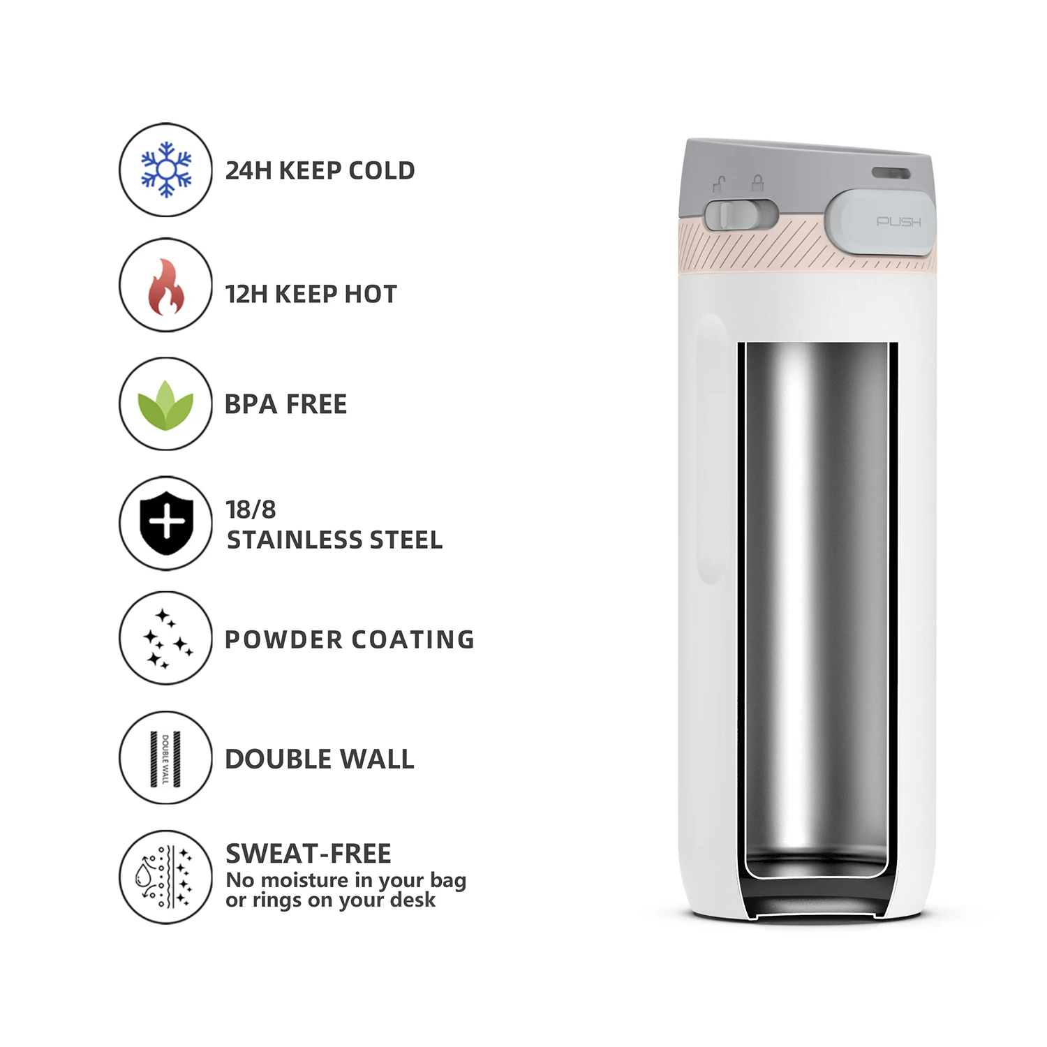 Insulated Stainless Steel Hot And Cold Girls Reusable Motivational Water Bottle Thermos Bottle Flask With Custom Logo