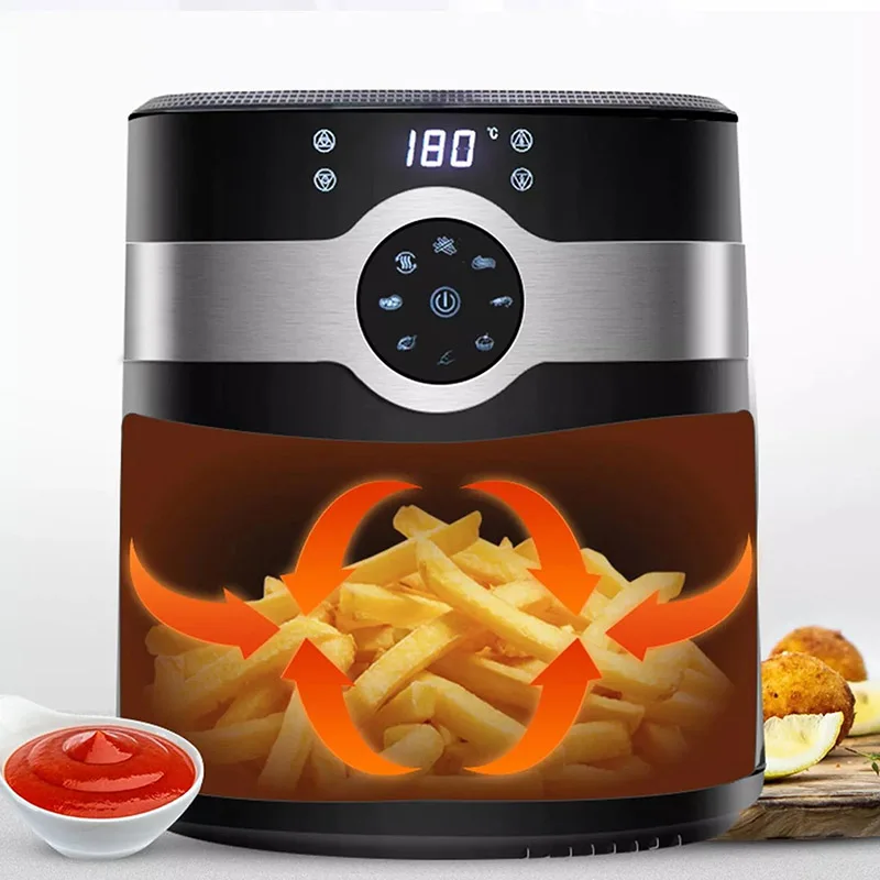 Electric Air Fryer 8L Large Capacity Stainless Steel Smart French Fries Air Fryers