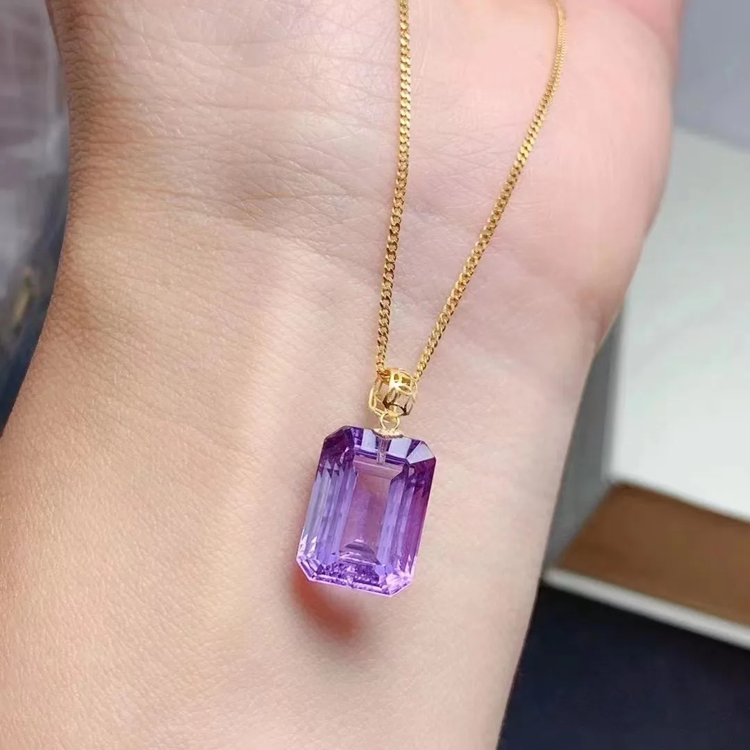 Высокое качество конкурентоспособная цена начальный Кристалл оптом 18K натуральный аметист кулон ожерелье
