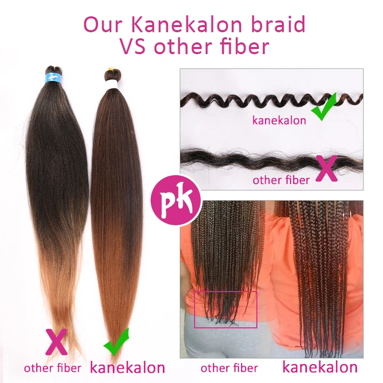 
X Pression Xpression 3X Synthetic Bulk Private Label Kanekalons Pre-Stretched Expression Pre Stretched Braiding Hair Pre Stretch  