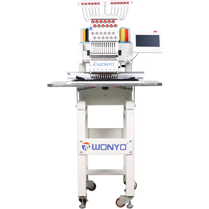 Support Doorstep Delivery high quality single Head 9 needles embroidery machine for garment tshirt