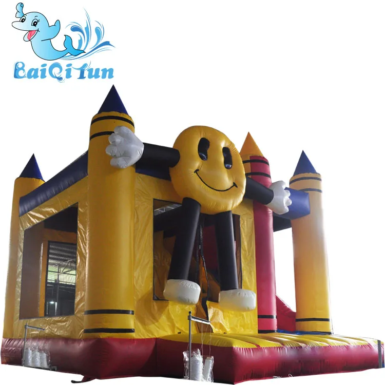 Smiling face inflatable  bouncy castle for sale inflatable bouncer slide