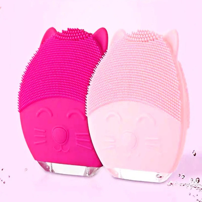 Mini Silicone Brush Sonic Electric Face Massager Waterproof Face Cleaning Brush New Design Hello Kitty Silicone Skin Scrub Brush