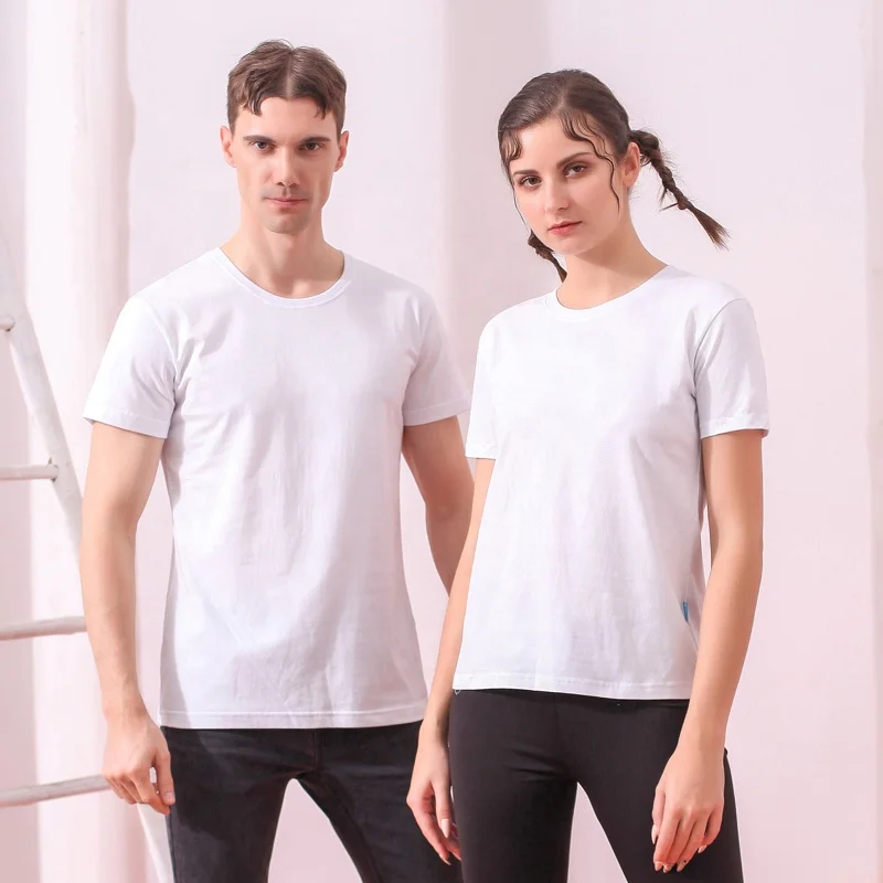 Summer 100% Cotton T shirts Mens Round Neck Clothing Casual T Shirt Breathable Gym Fitness Training Shirts For Women