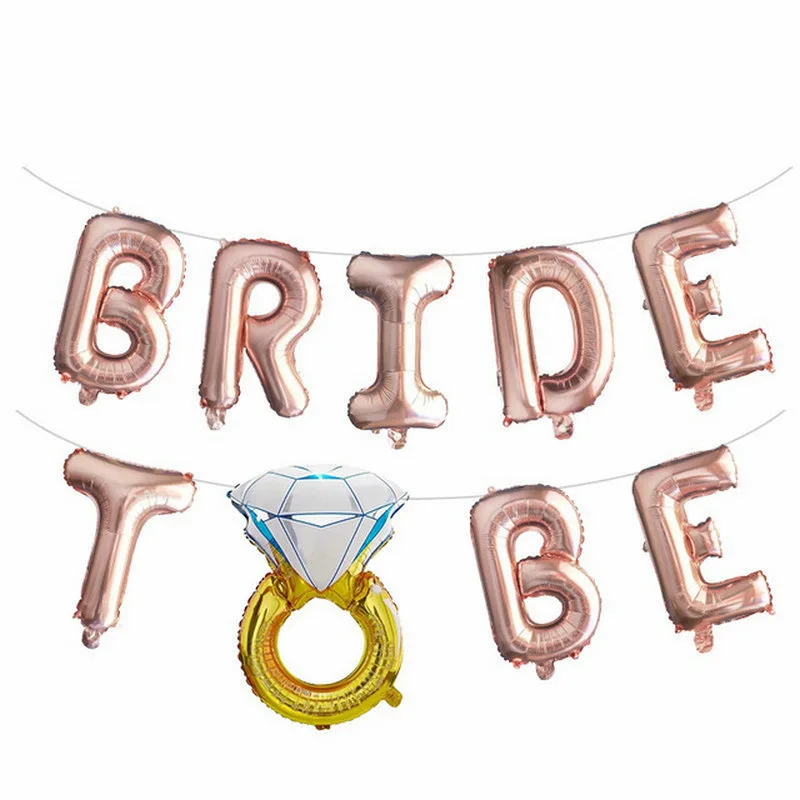 bachelorette party 16inches Bride to be diamond ring Rose Gold Color Alphabet Foil Balloon Bachelor Party Bride to Be Balloons
