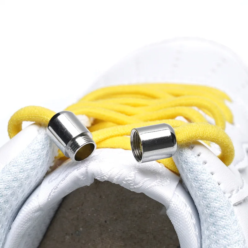 Elastic Oval  6mm width 100cm round oval lazy easy shoe laces Metal capsules buckle 16 colors half rope shoelaces