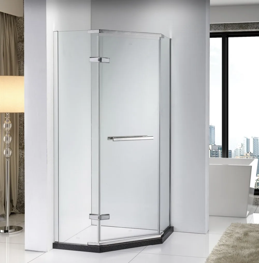 Pivot diamond shape glass shower enclosure with hinge shower door