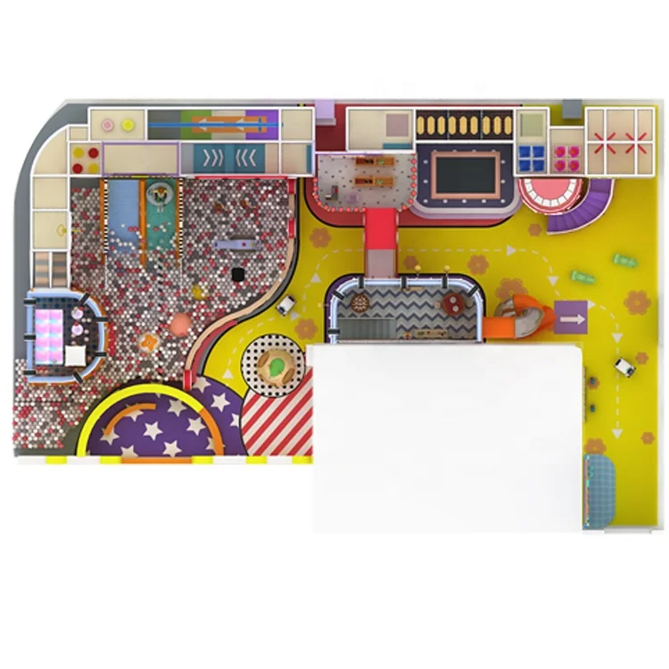 
Customized fresh theme commercial residential kids games indoor playground equipment with ball pool pvc slide 