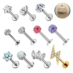 Factory Surgical Steel Animal Top Body Stud Piercing Stainless Solid Gold Earring Diamant Interna Labret Jewelry