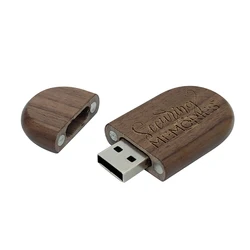 YONANSON USB Flash Drive Wooden Oval Pendrive Free Custom Logo Data Storage U Disk Memory Stick Gift Wholesale