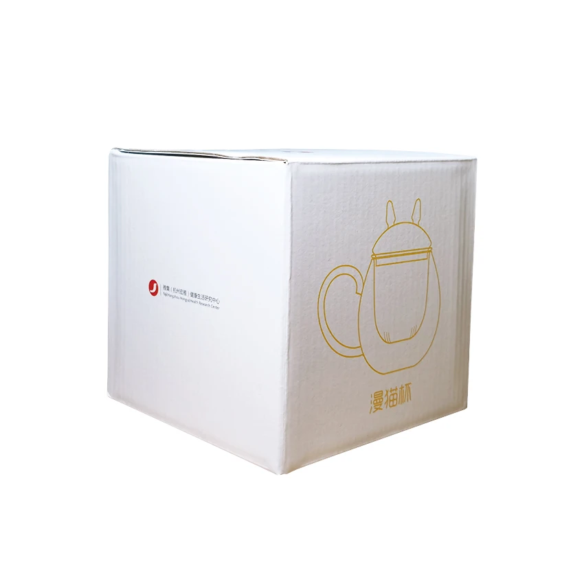 Custom Size Printed Firm E Flute White Corrugated Cardboard Mug Glass Cup Shipping Packaging Box with Insert