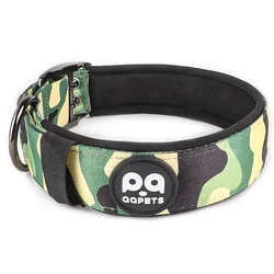 Designer rubber logo durable nylon  pet collars personalized soft sublimation neoprene metal buckle tactical dog collar