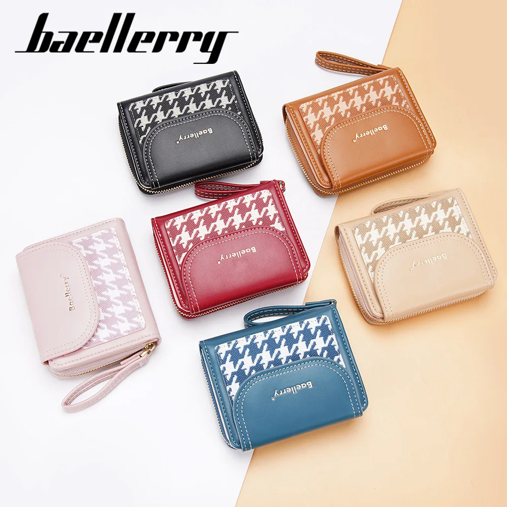 baellerry Lady Card Holder Wallet Zipper Fastener Multi-slot Slim PU Short Wallet Women Billeteras