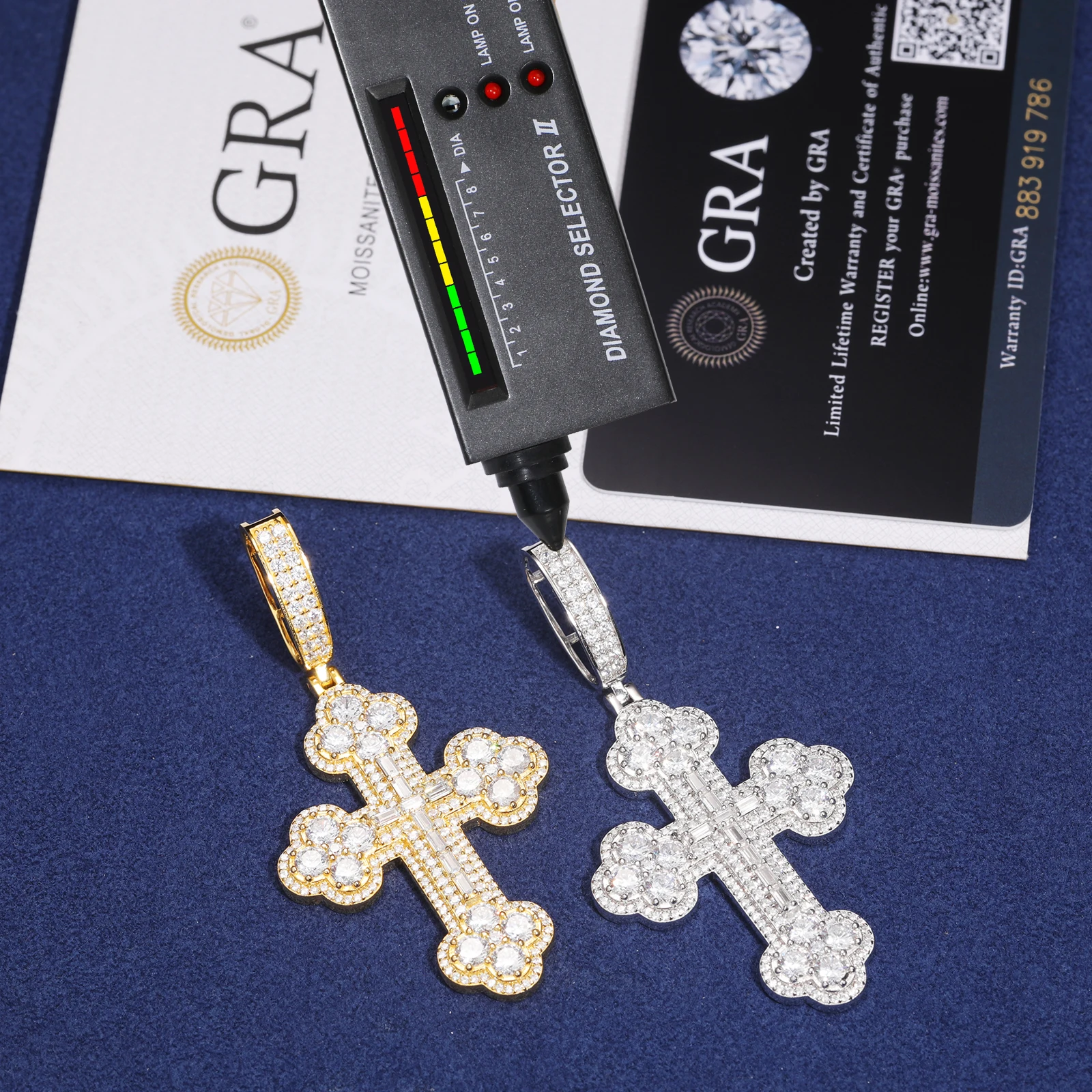 New Design Hip Hop Mens Christian Jewelry Wholesale White Gold 925 Sterling Silver VVS Moissanite Diamond Iris Cross Pendant