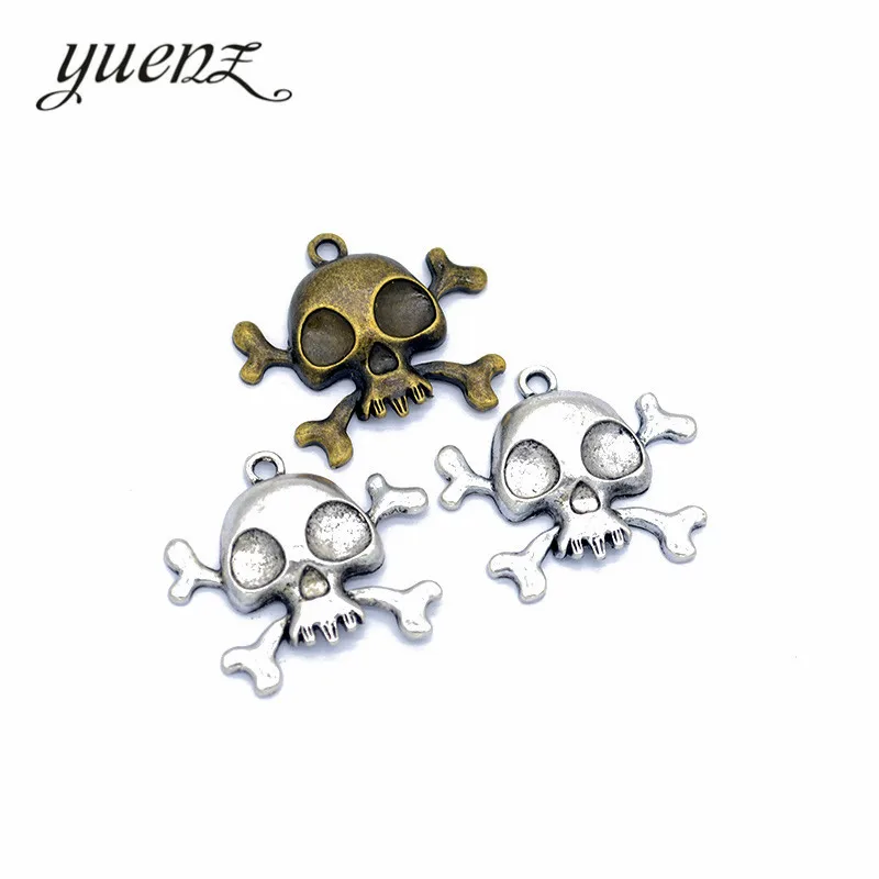 YuenZ череп очаровательные античные серебряные ожерелья для изготовления ювелирных изделий ручной работы 32*29 мм F19