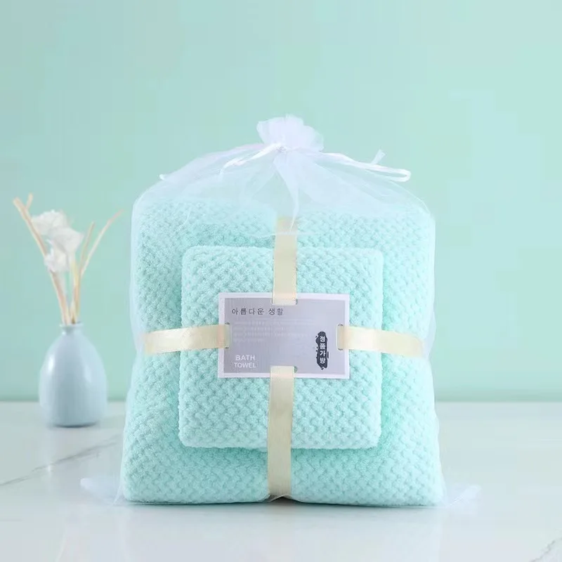 Embroidery Flower Pattern Bathroom Bath Face Soft Super Absorbent Coral Fleece Towel Gift Sets for Hotel Home