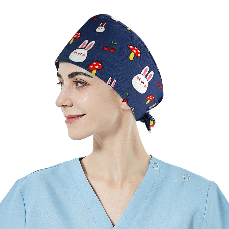 Adjustable cotton dust-proof unisex doctors working caps cartoon design Nurse caps