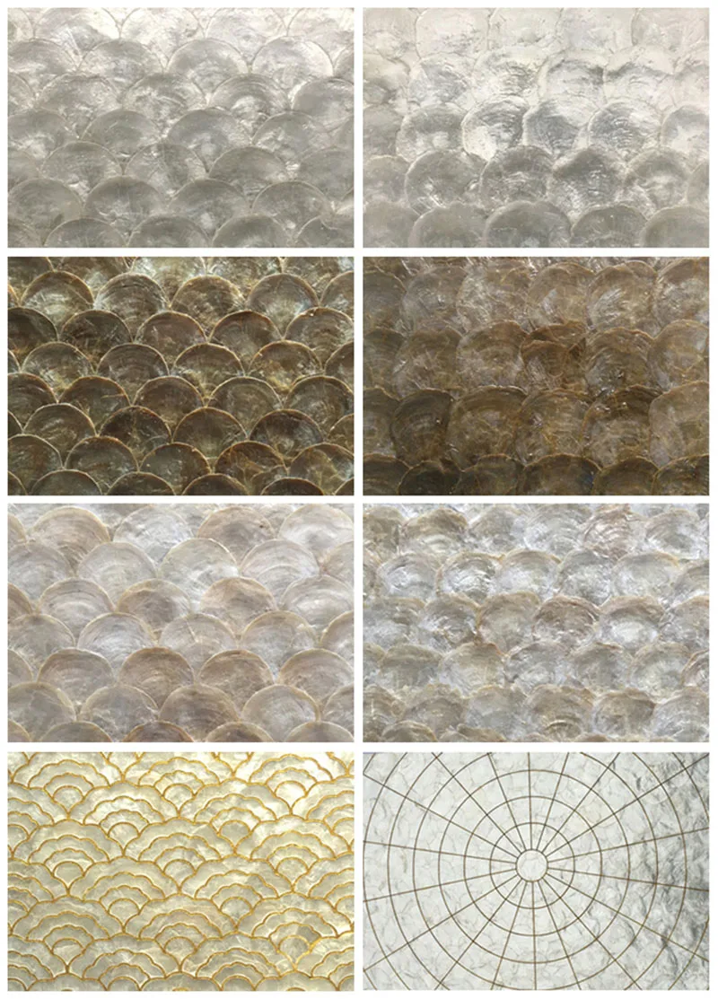 Handmade Hotel Decoration Golden White Color Capiz Shell Mosaic Tile For Bathroom And Kitchen Wall Backsplash