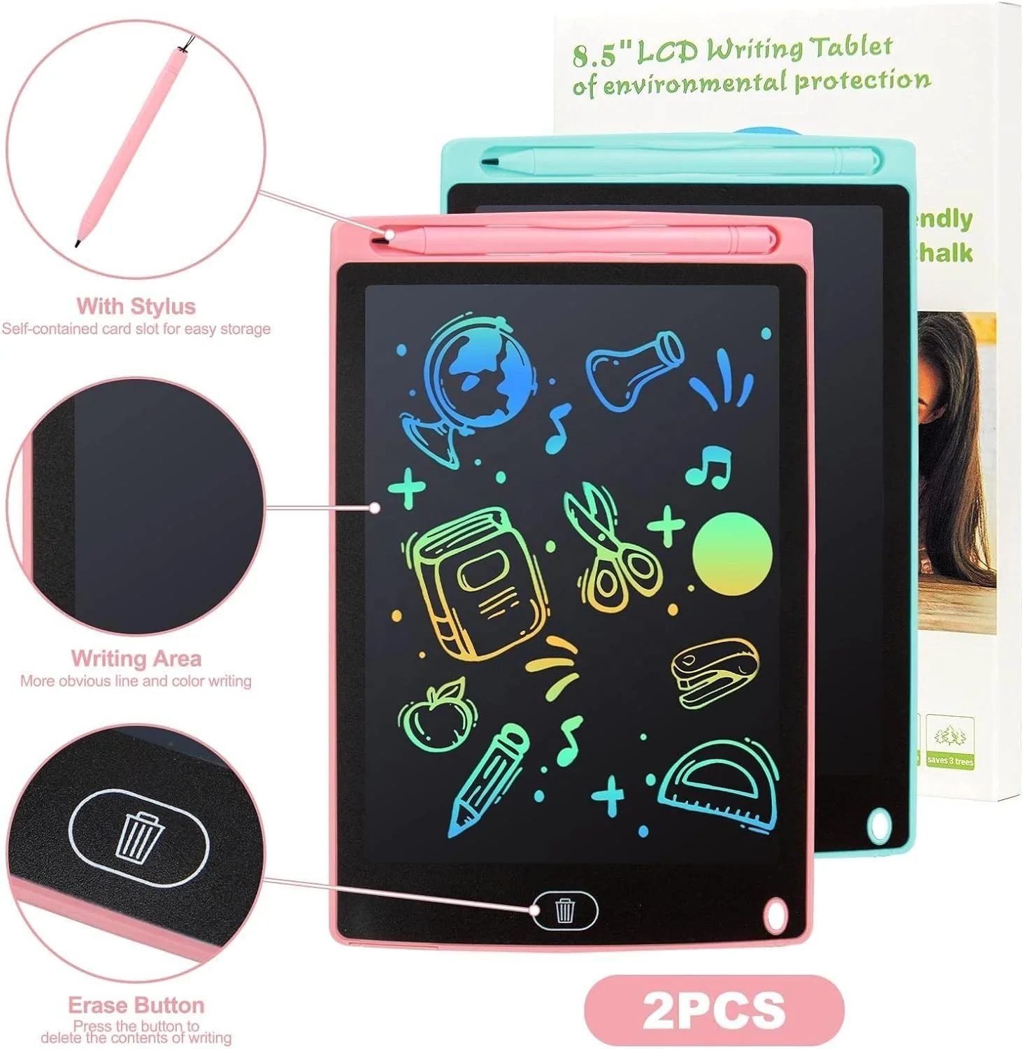 Christmas Gifts for Kids Lcd Writing Tablet Digital Drawing 8.5' 10 12' Paperless Notepad Handwriting Pad