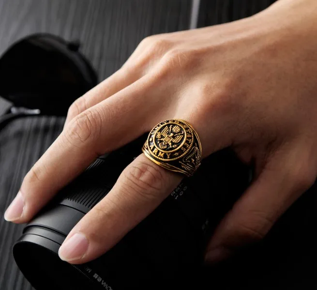 316 stainless steel us army ring mens rings