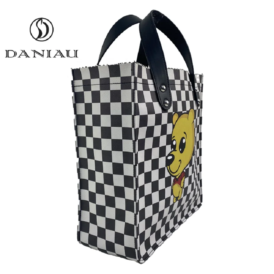 Small Kids Girls Anime Printed Waterpoof Work Travel School Mother Diaper Beach Lunch Shopping Leather Women Tote Bag