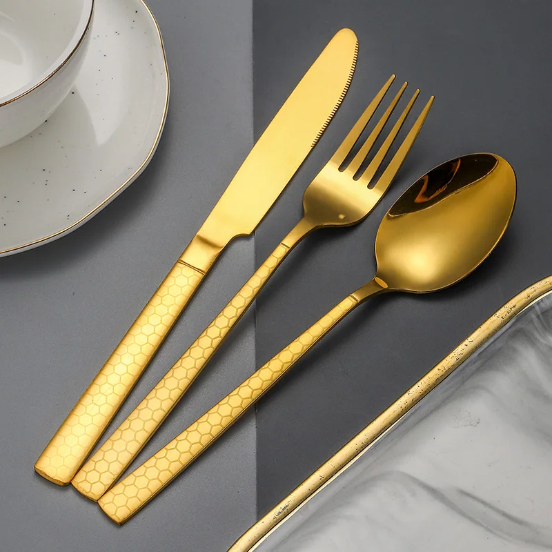 Bulk High Quality Stainless Steel Cutlery Set Service Knife Fork Spoon Serving Dishwasher Safe Flatware Set
