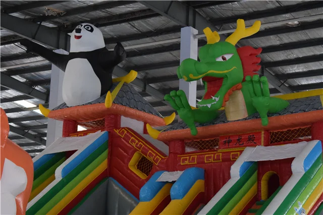 Inflatable Panda Toboggan Slide , Inflatable Rock Climbing Slide