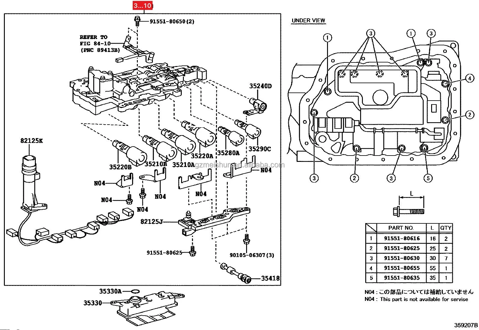 NX300 NX200T U661E,U661F 6speed automatic transmission Transmission body repair kit, solenoid valve kit