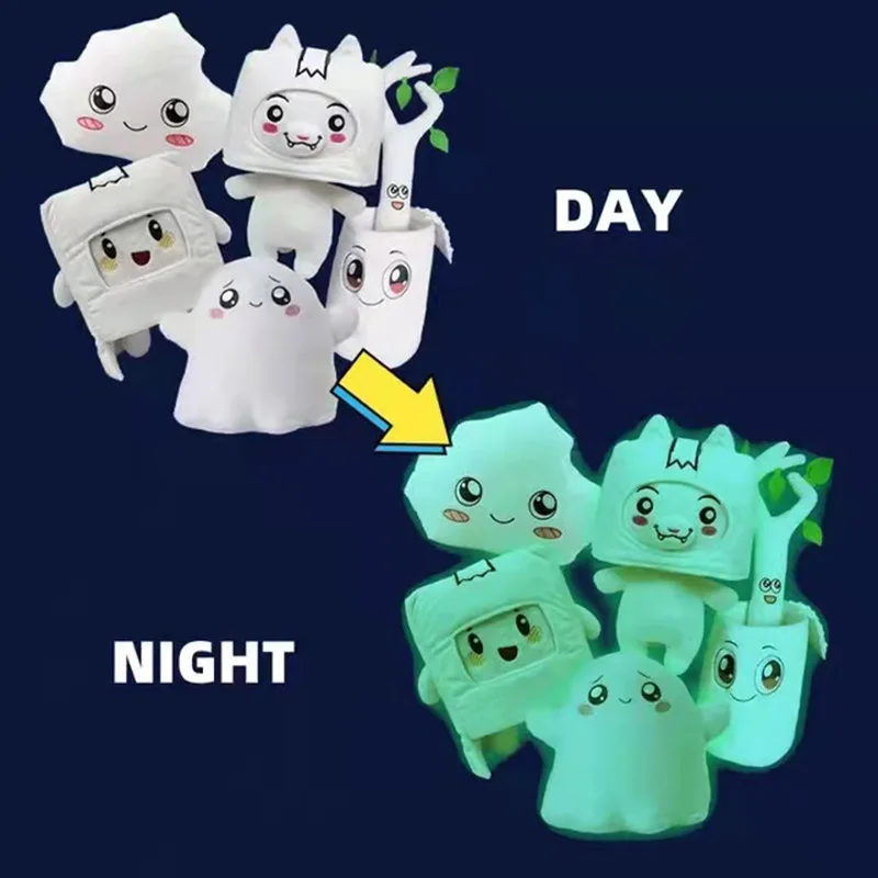 Lanky Box Glow In The Dark Plush Kawaii Ghosty Lanky Box Removable Soft Toy Children Gift Turned Doll Girl Bed Pillow
