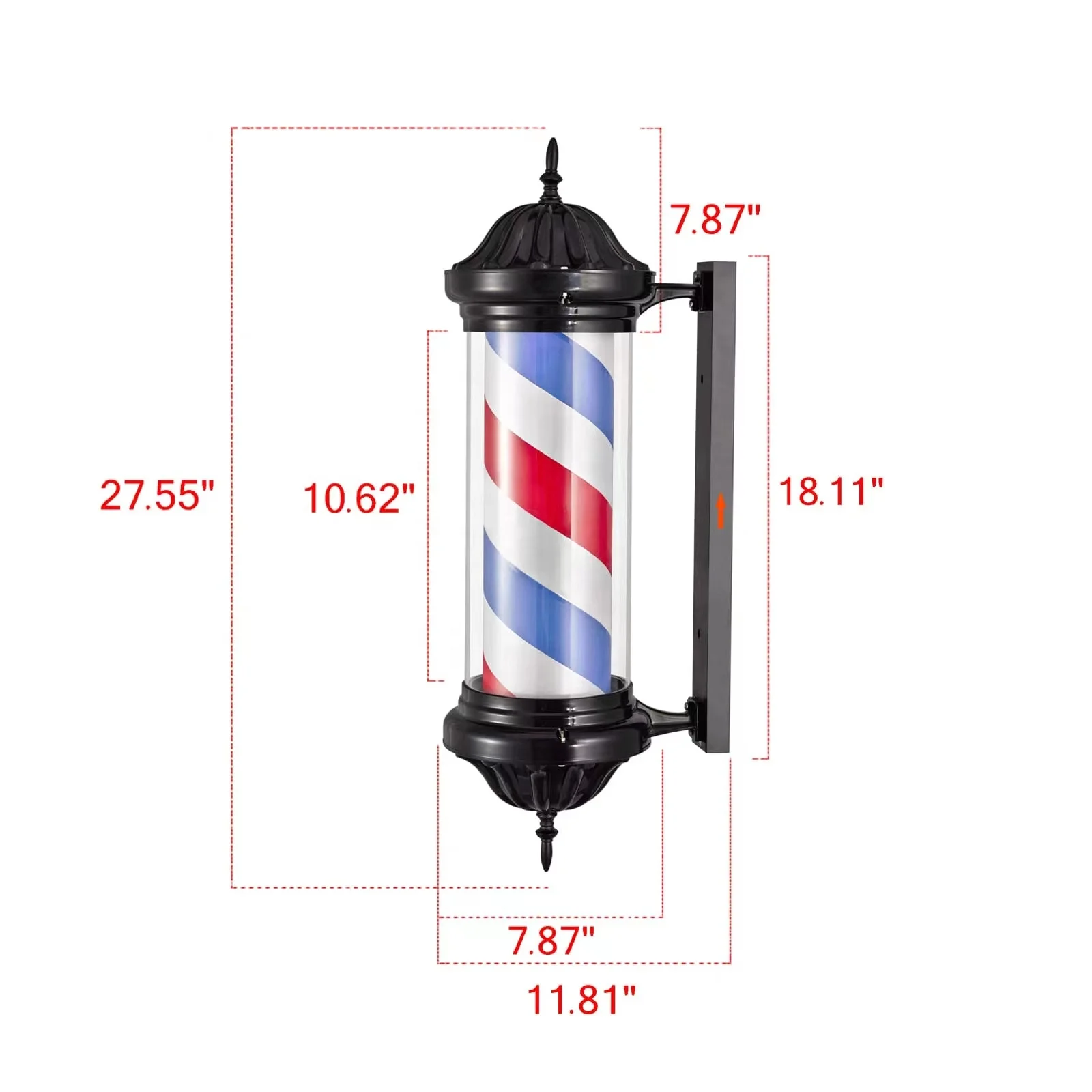 Barber Shop Rotating Light Led Strips Pole Light Hair Salon Sign Wall Mount Rotating Light for Hair Salon Beauty
