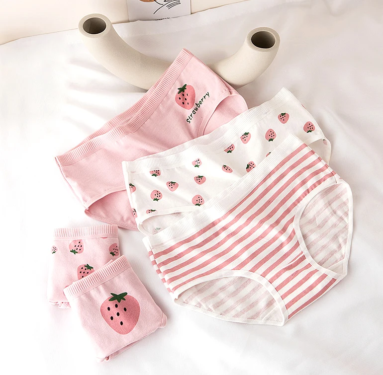 Wholesale Cheap Comfortable Cotton Printing Girl Panties Mid-waist Large Size Women Underwear Briefs