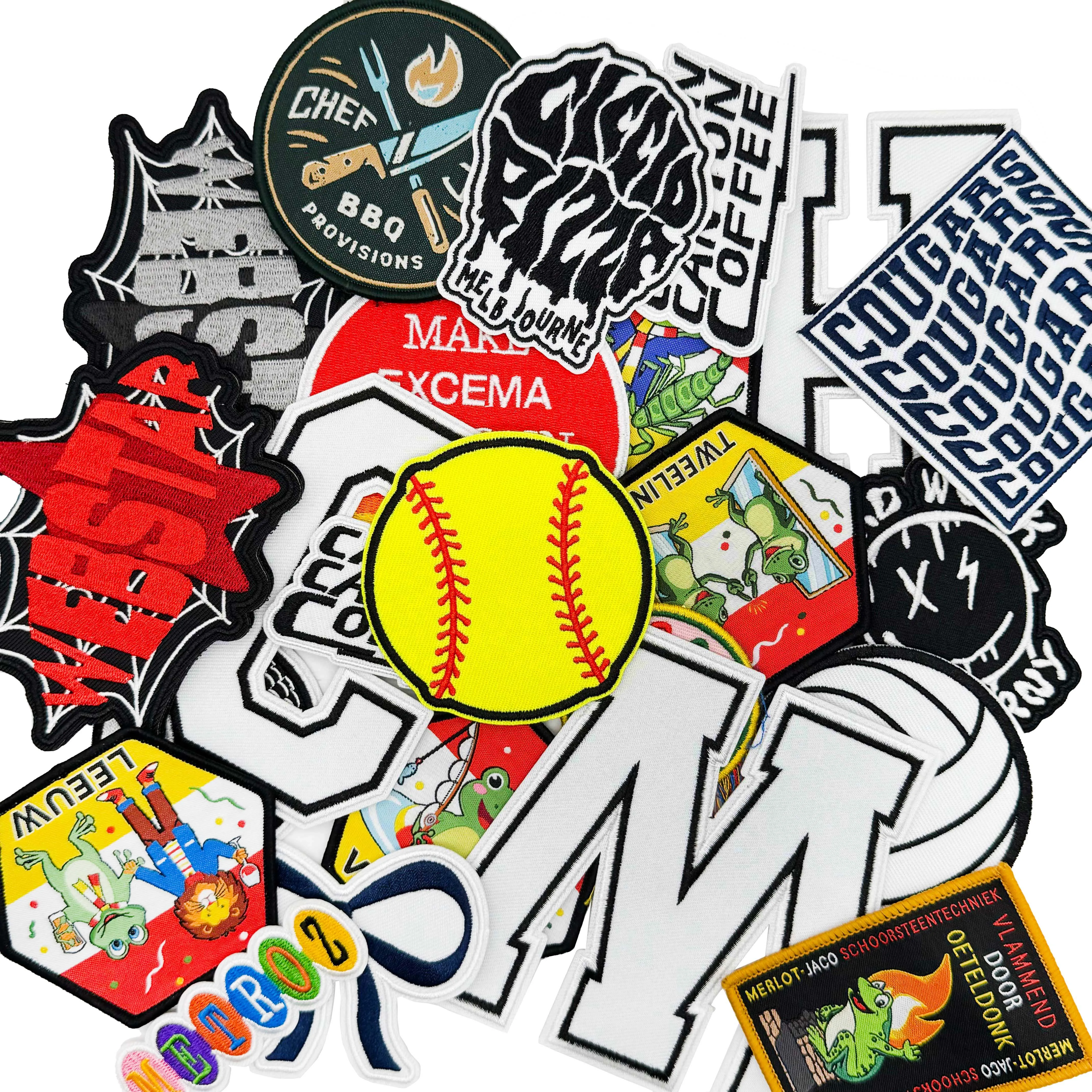 Custom Fabric Logo Badge Embroidered Patch Badges Sew on Embroidery Patches with Iron on for Clothing Woven Patch