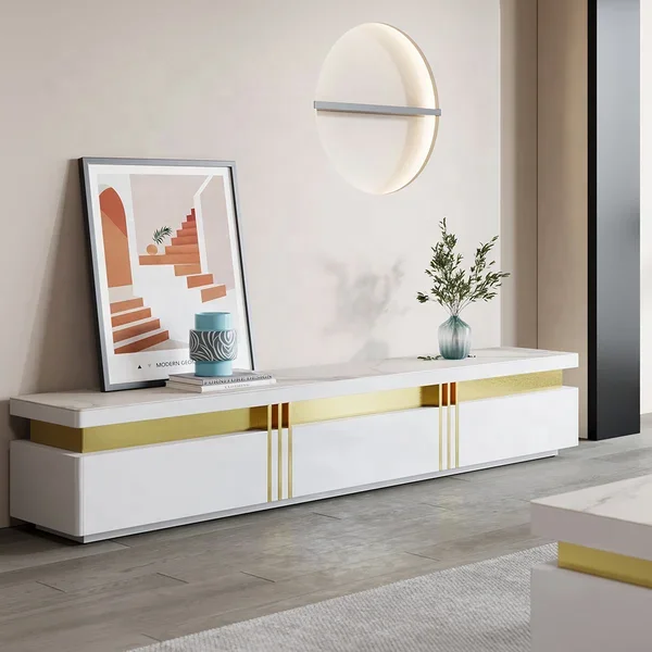 Настольная Подставка для телевизора NOVA White Muebles со спеченным камнем развлекательного центра медиаконсоли шкаф хранения гостиной