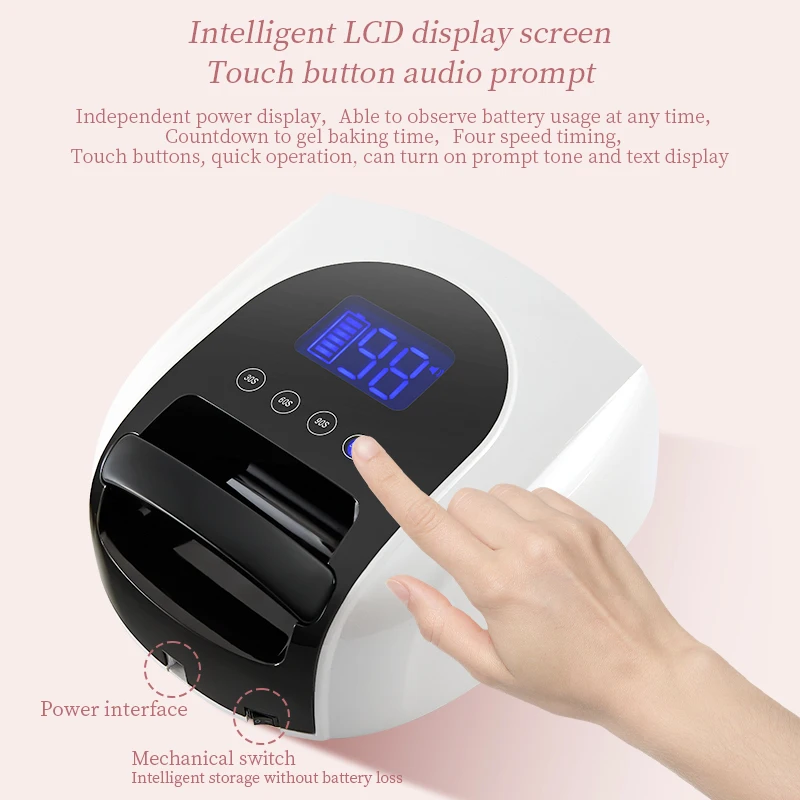 High Quality UV Led Light Nail Dryer Gel Polish Dryer High Power 60W Cordless Rechargeable Uv Led Nail Lamp LCD Screen Nail Lamp