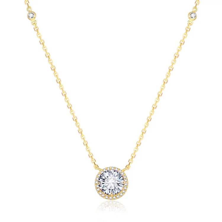 POLIVA Plated Women Necklace Jewelry Gold Cubic Zirconia Dainty Sterling Silver Fashion Pendant Necklaces Zircon PNS0058 30pcs