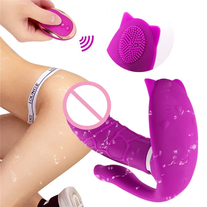 High quality strap on dildo for women wireless butterfly vibrator USB rechargeable vibrator with heating