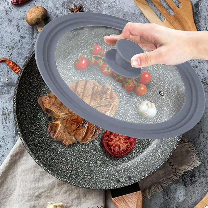 Wholesale high-quality kitchen utensils tempered glass multi-function covers pot covers with silicon knobs