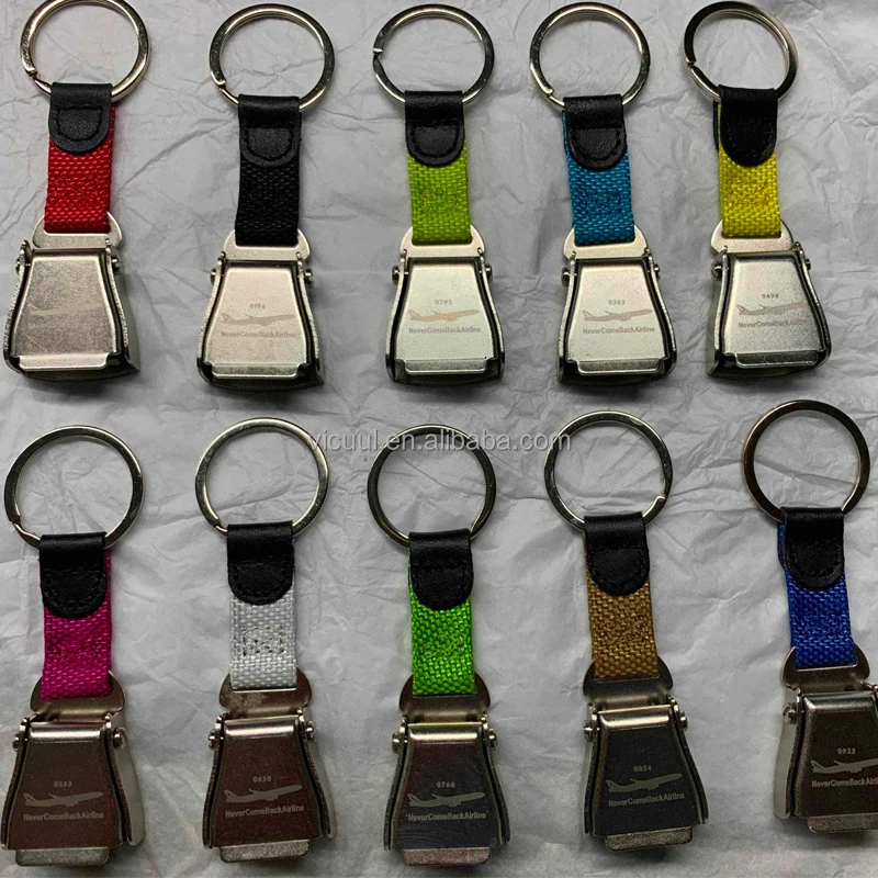Custom wholesale aviation safety buckle mini metal airline seatbelt buckle keychain