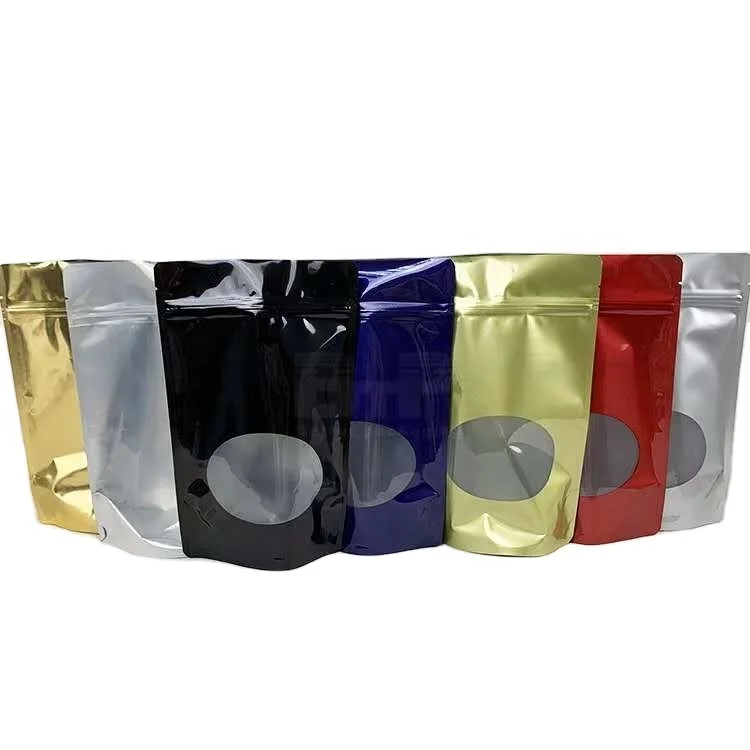 Food Grade Resealable Ziplock Stand up Pouch Waterproof bag with window for Dry Food Tea