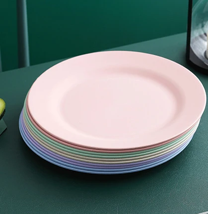 Wholesale Eco Friendly PP Wheat Straw Plastic Dish Set Round Snack  Food Plates