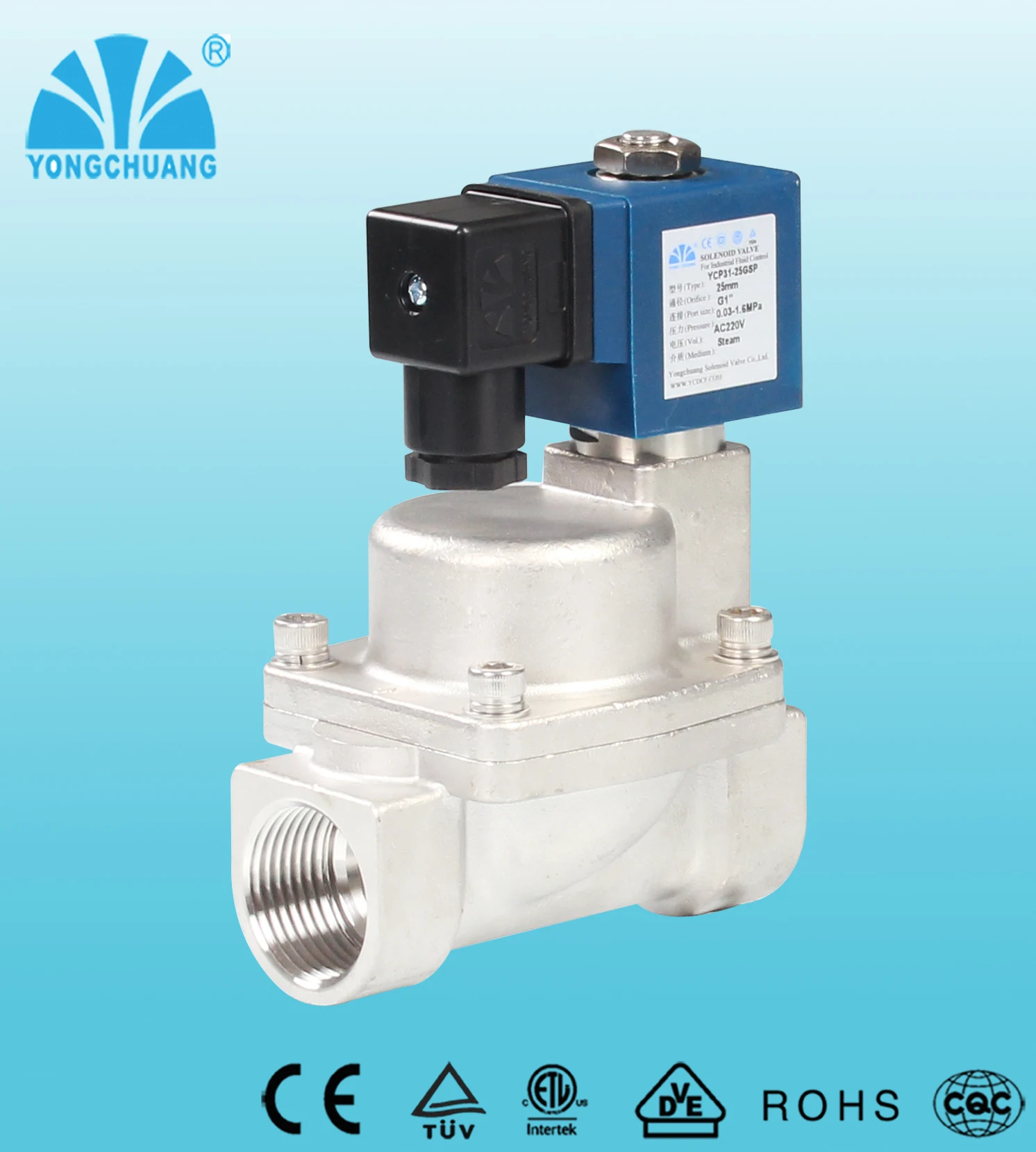 YCP31 series brass stainless steel steam solenoid valve