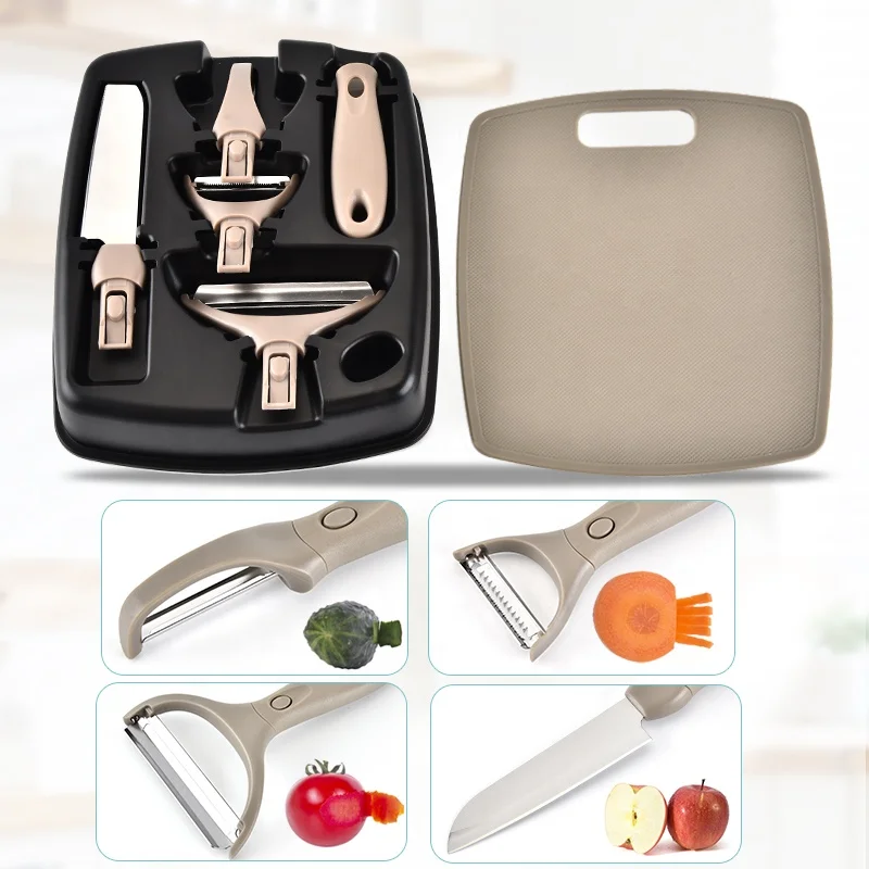 
Food Grade Plastic Knife And Peeler Cutting Board Set With Storage box 
