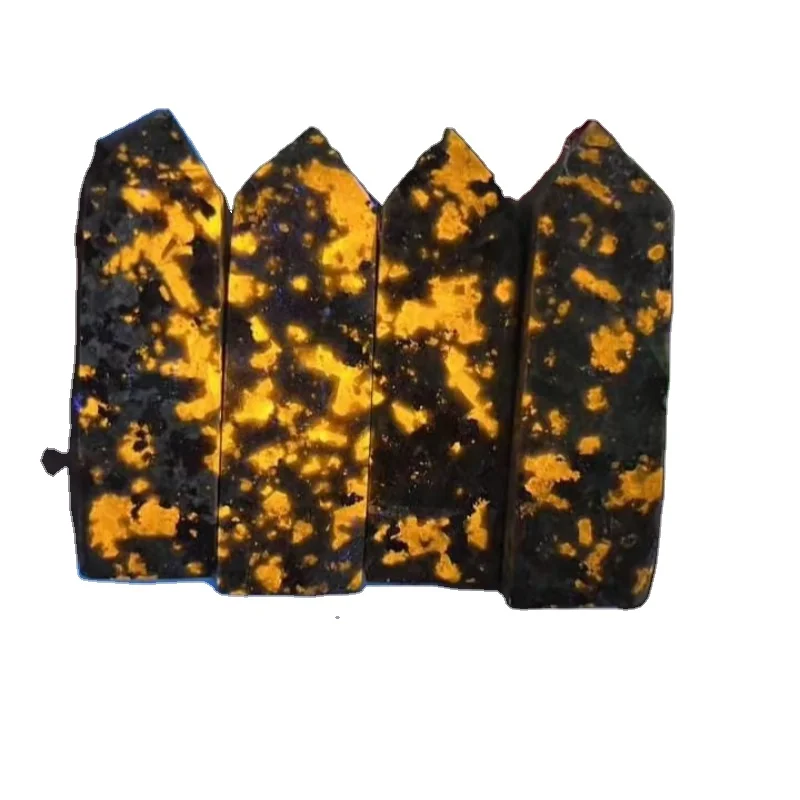 Natural Yooperlite Obelisk Fluorescing Towers Energy Ball - Natural Stone Sphere, Glowing Points Desk Decor, Under UV Light DIY