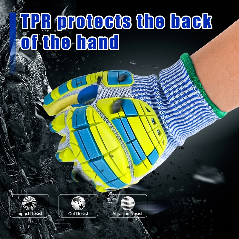 Cut Grip Heavy Duty Mechanics Gloves Durable Material Leather Impact Work Gloves Oil and Gas Safety Gloves